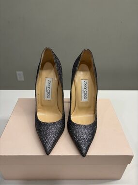 Jimmy Choo Black Glitter ANOUK Pumps